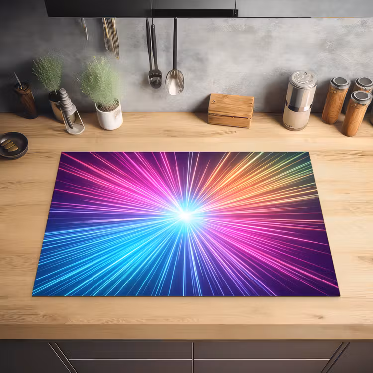 Abstract - Light - Burst - Modern - Colorful Inductie beschermer vinyl 3mm klein -sfeer5