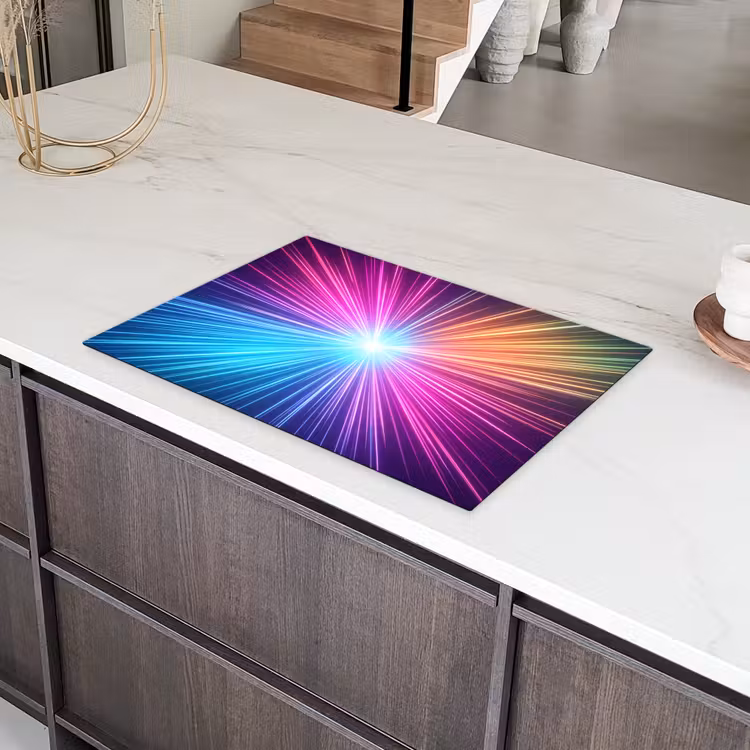 Abstract - Light - Burst - Modern - Colorful Inductie beschermer vinyl 3mm klein -sfeer8