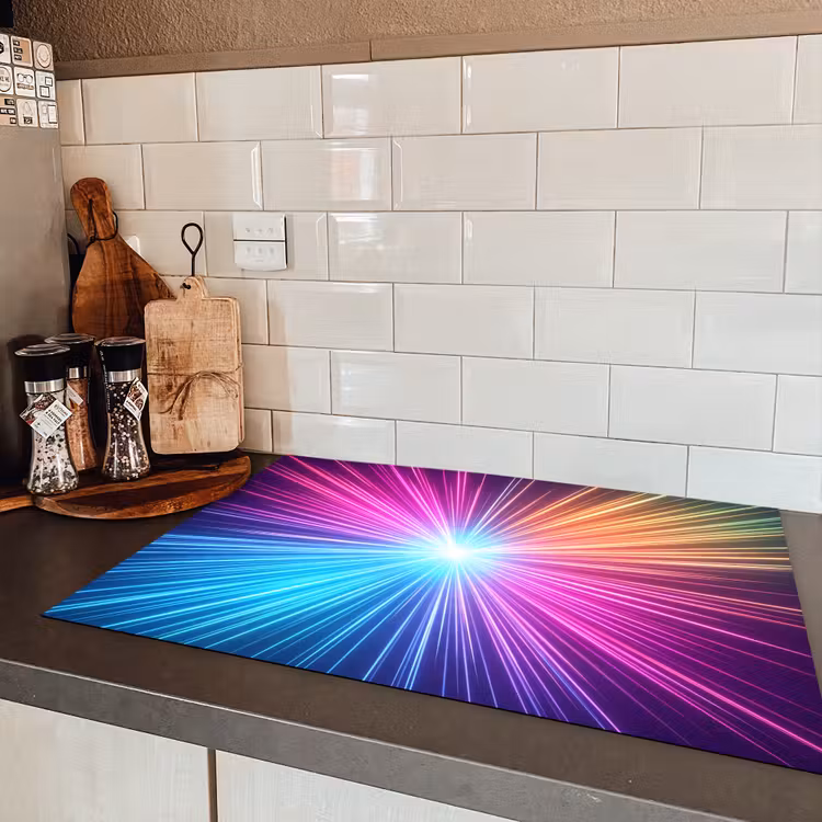 Abstract - Light - Burst - Modern - Colorful Inductie beschermer vinyl 3mm klein -sfeer3