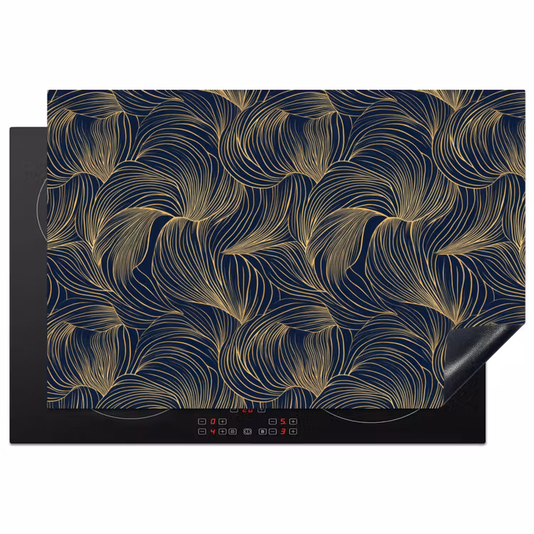 Abstract - Lijnen - Blauw - Goud Inductie beschermer vinyl 3mm klein 276 -3d