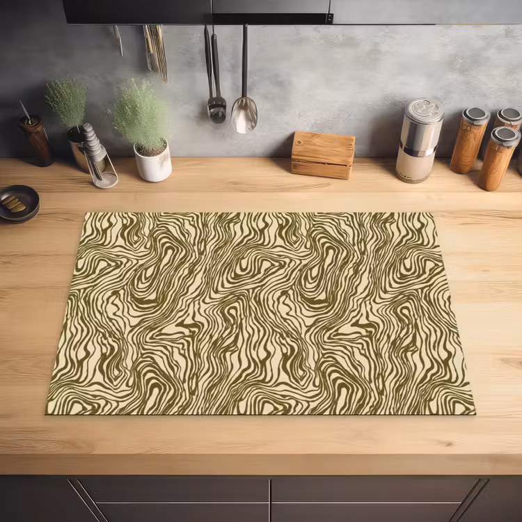 Abstract - Marmer - Groen Inductie beschermer vinyl 3mm klein 276 -sfeer5