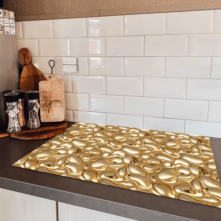 Abstract - Modern - Goud Inductie beschermer vinyl 3mm klein 276 -sfeer3