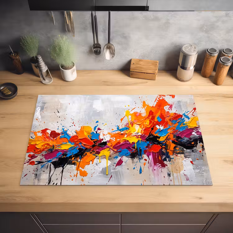Abstract - Schilderij - Kleurrijk - Dynamisch Inductie beschermer vinyl 3mm klein -sfeer5