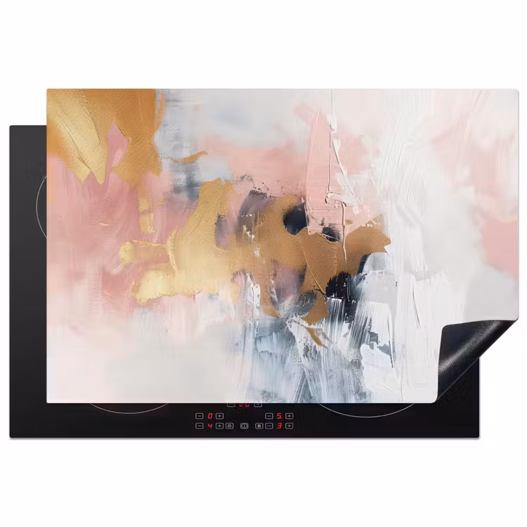 Abstract - Pastel kleuren - Goud - Modern - Aesthetic Inductie beschermer vinyl 3mm klein -3d