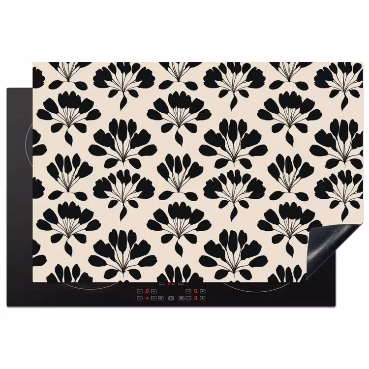Abstract - Patroon - Zwart Inductie beschermer vinyl 3mm klein 276 -3d