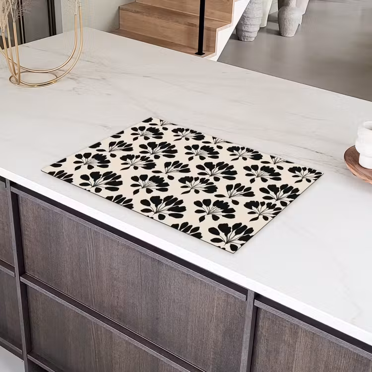 Abstract - Patroon - Zwart Inductie beschermer vinyl 3mm klein 276 -sfeer8