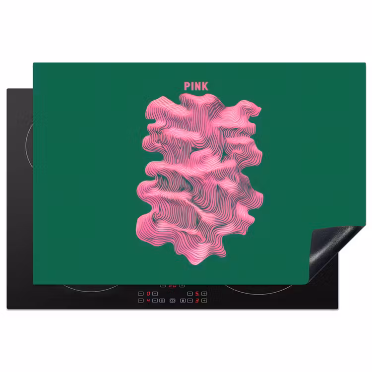 Abstract - Pink - Lijnen - Groen Inductie beschermer vinyl 3mm klein -3d