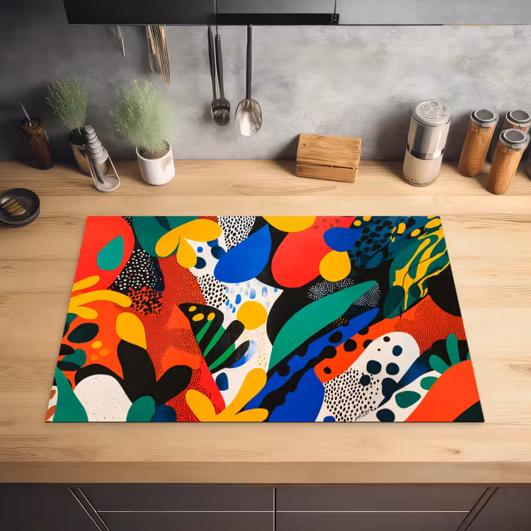 Abstract - Planten - Vormen - Kleurrijk Inductie beschermer vinyl 3mm klein -sfeer5