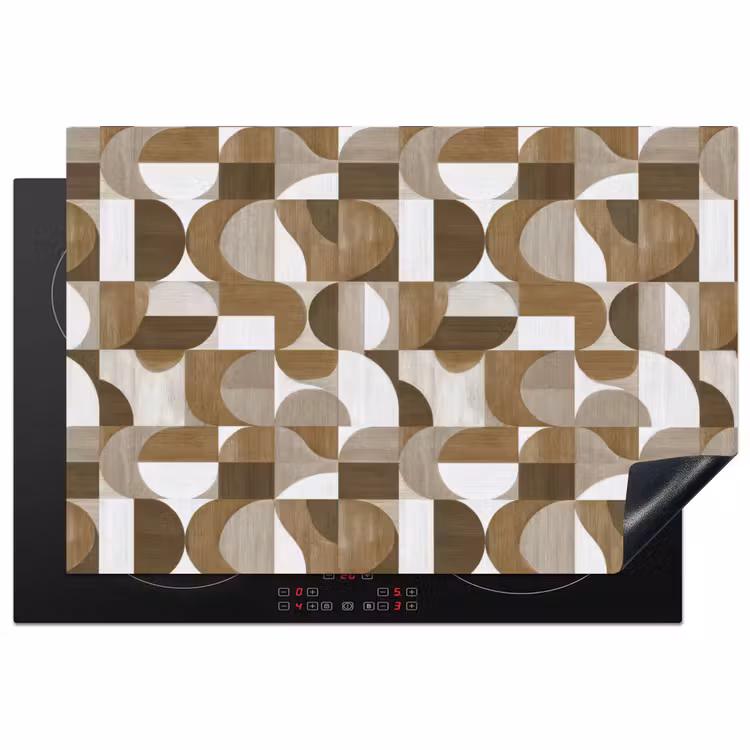 Abstract - Retro - Bruin Inductie beschermer vinyl 3mm klein 276 -3d