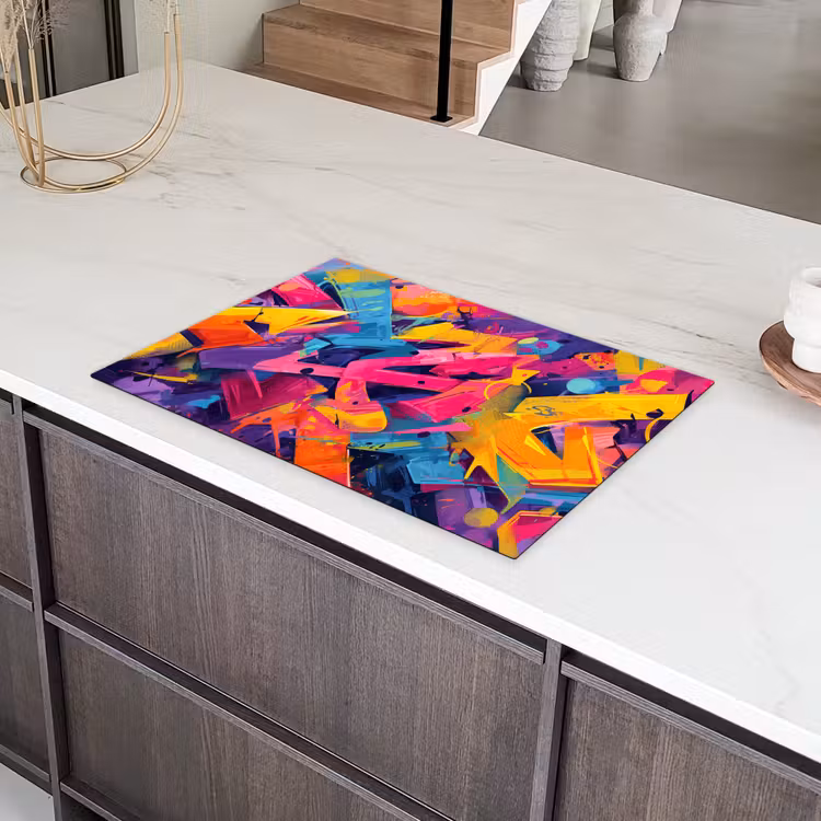 Abstract - Vormen - Kleurrijk Inductie beschermer vinyl 3mm klein -sfeer8