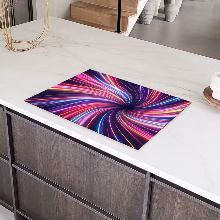 Abstract - Swirl - Futuristic - Neon Inductie beschermer vinyl 3mm klein -sfeer8