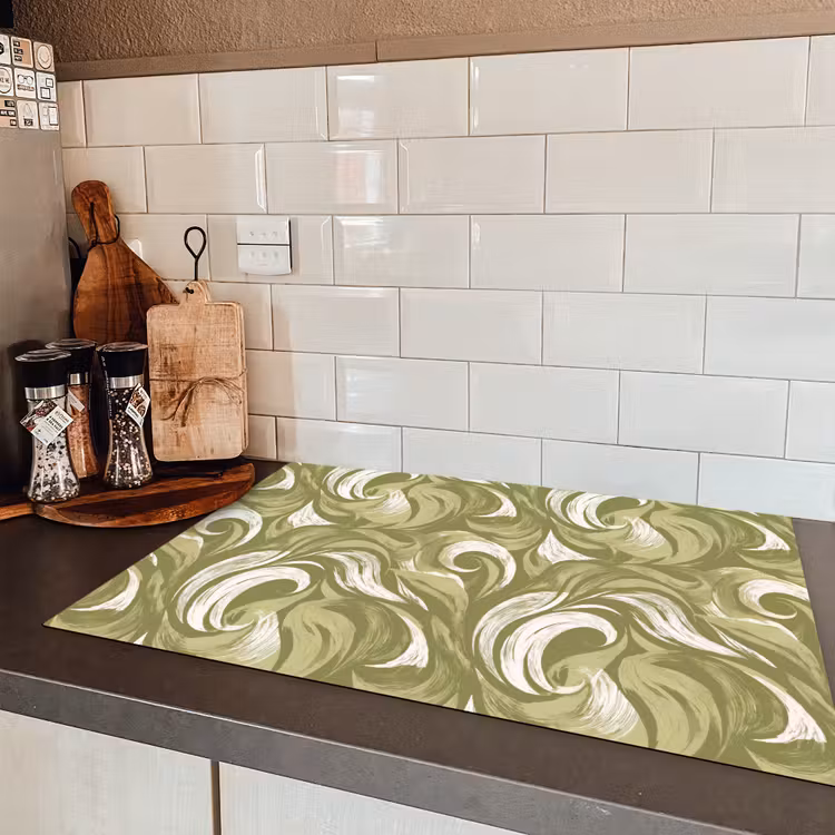 Abstract - Textuur - Groen Inductie beschermer vinyl 3mm klein 276 -sfeer3