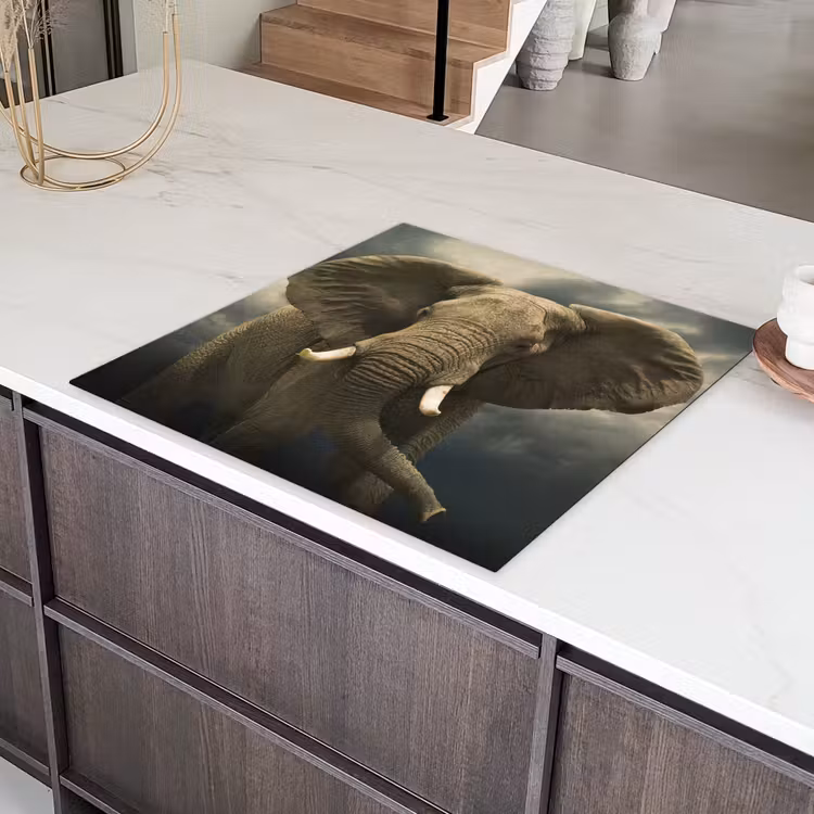 Afrikaanse olifant tegen de donkere wolken Inductie beschermer vinyl 3mm middel -sfeer8