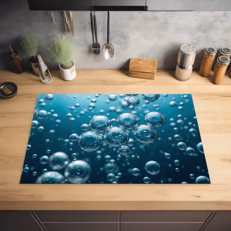 Luchtbellen - Dynamisch - Blauw Inductie beschermer vinyl 3mm klein -sfeer5