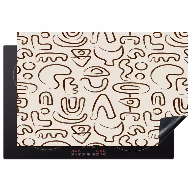 Abstract - Beige - Patroon - Donkerbruin Inductie beschermer vinyl 3mm klein 276 -3d