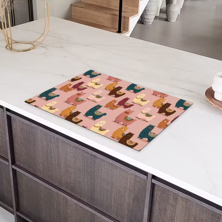Alpaca's - Patroon - Kleurrijk Inductie beschermer vinyl 3mm klein 276 -sfeer8
