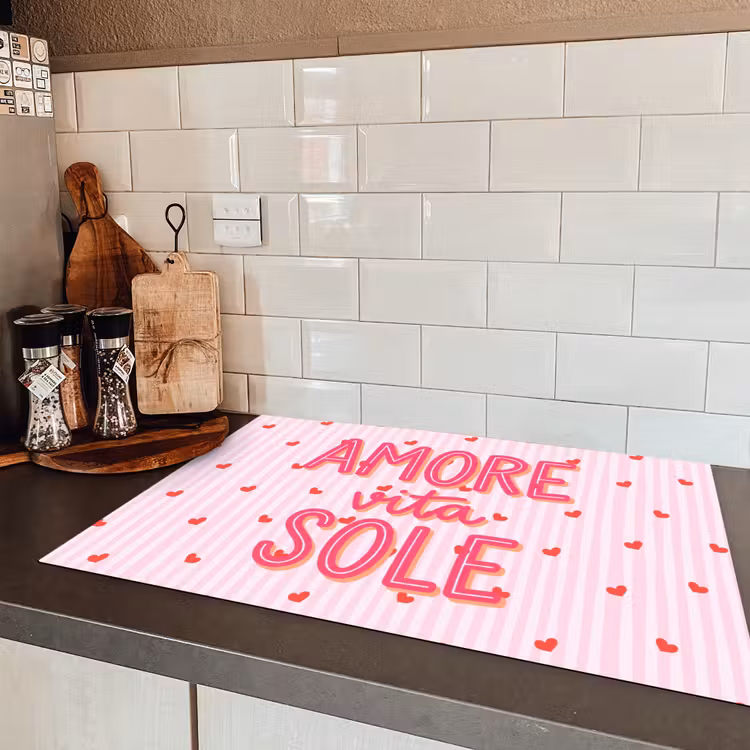Amore vita sole - Roze - Hartjes Inductie beschermer vinyl 3mm klein -sfeer3
