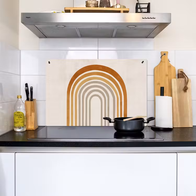 Minimalistisch - Boog - Lijnen - Beige Inductie beschemer met haakjes klein -sfeer2