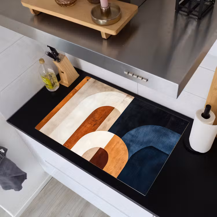 Abstract - Vormen - Donkerblauw Inductie beschemer met haakjes klein -sfeer1