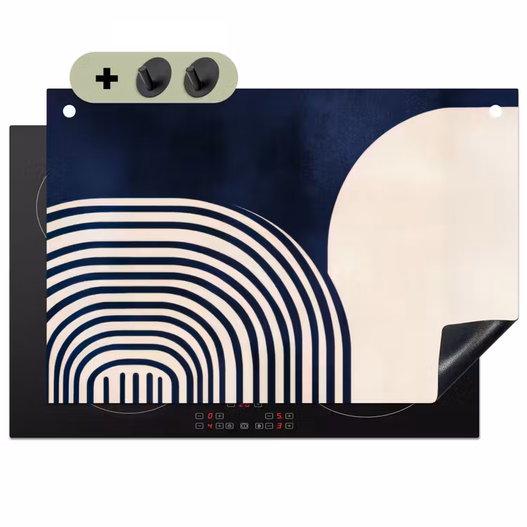 Donkerblauw - Abstract - Lijnen Inductie beschemer met haakjes klein -3d