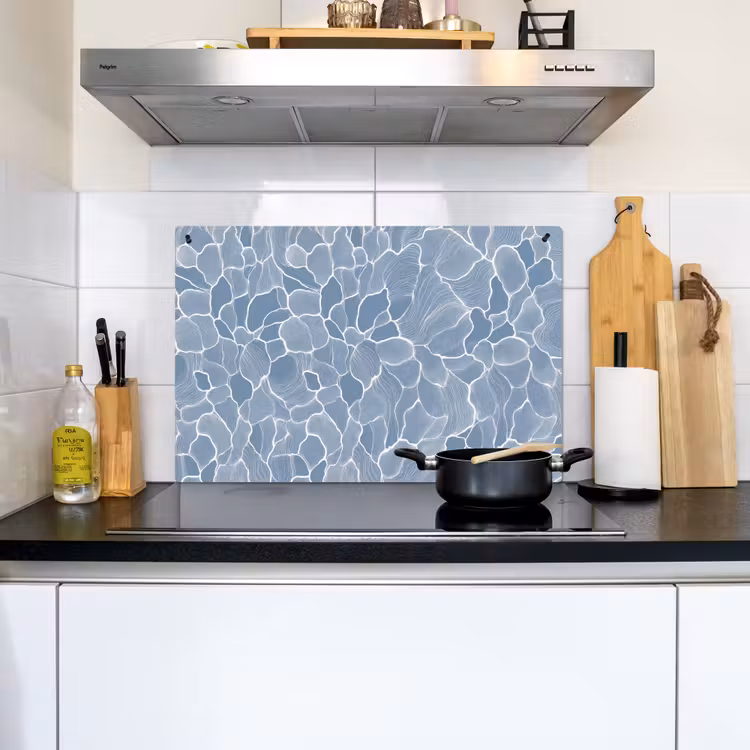 Abstract - Blauw - Bladeren Inductie beschemer met haakjes klein -sfeer2