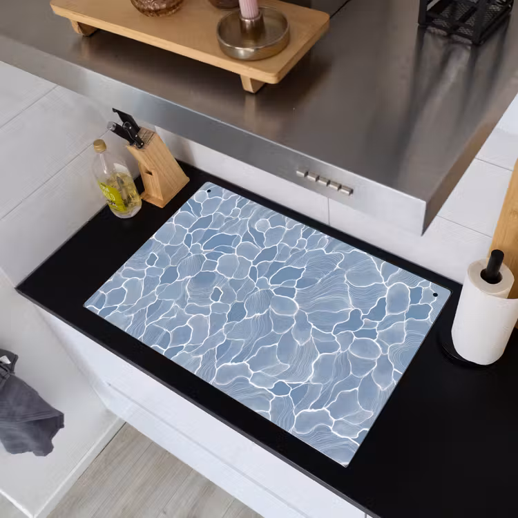 Abstract - Blauw - Bladeren Inductie beschemer met haakjes klein -sfeer1