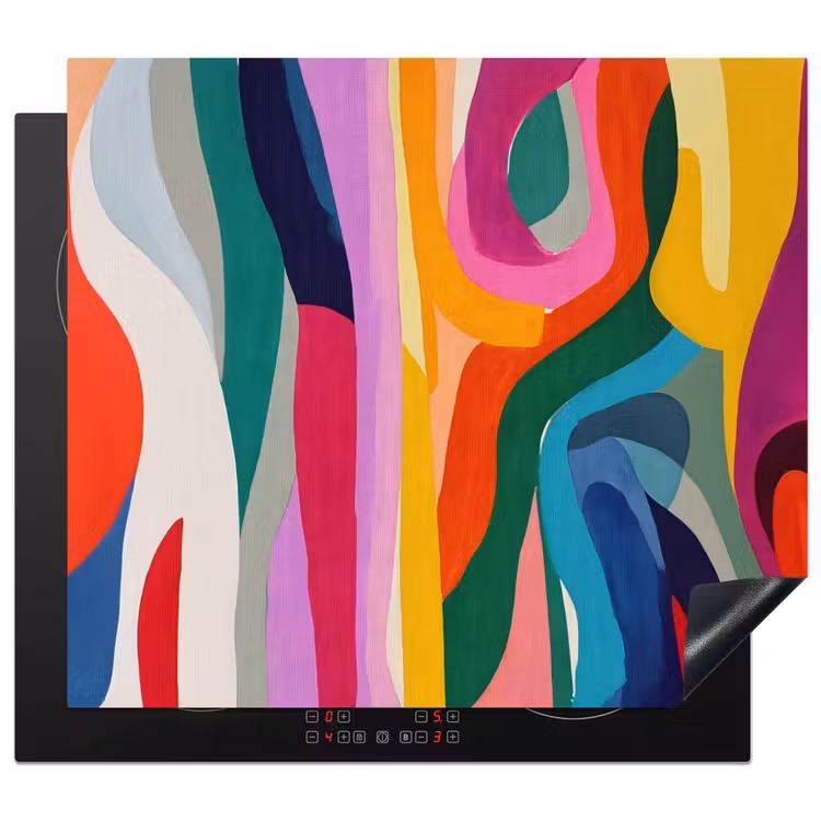 Abstract - Kleurrijk - Golven - Lijnen Inductie beschermer vinyl 3mm middel -3d