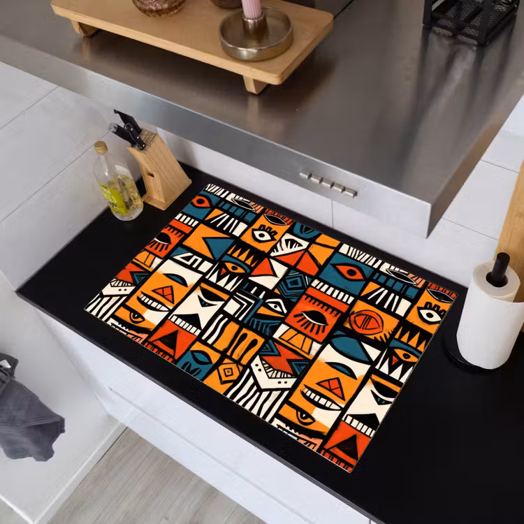 Abstract - Gezichten - Mozaïek Inductie beschemer met haakjes klein -sfeer1