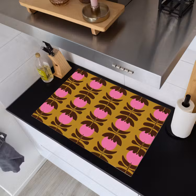 Abstract - Bloemen - Roze Inductie beschemer met haakjes klein 777 -sfeer1