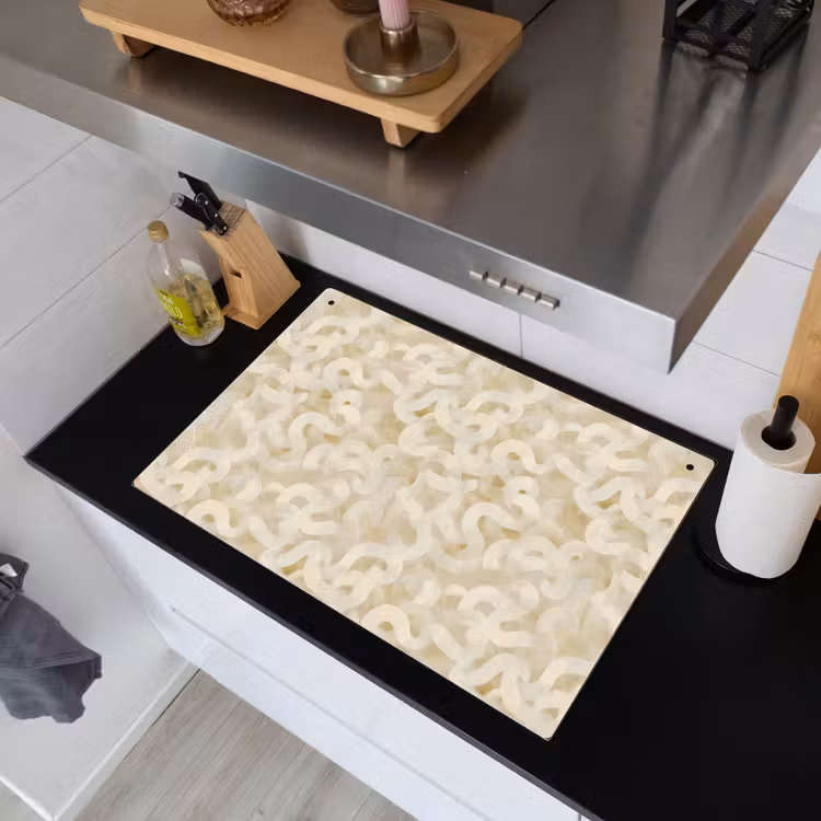 Abstract - Lijnen - Beige Inductie beschemer met haakjes klein 777 -sfeer1