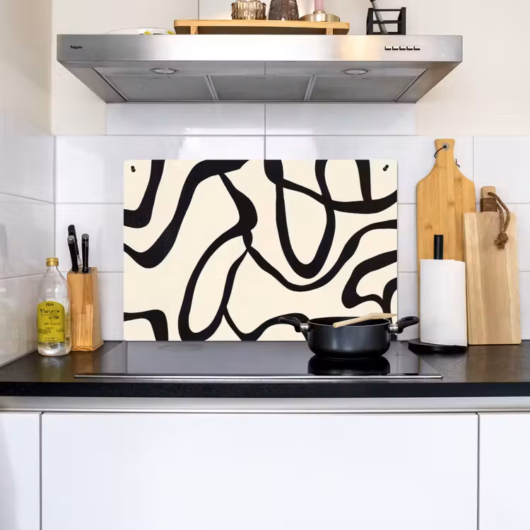 Abstract - Lijnen - Modern - Beige Inductie beschemer met haakjes klein -sfeer2