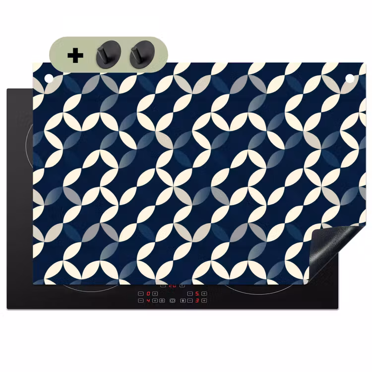 Abstract - Patroon - Blauw Inductie beschemer met haakjes klein 777 -3d