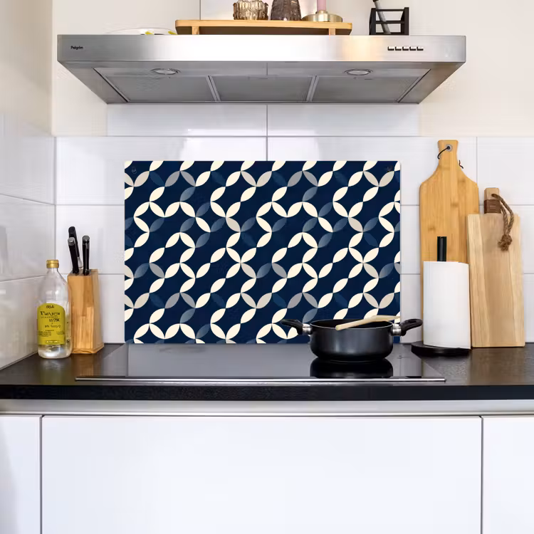 Abstract - Patroon - Blauw Inductie beschemer met haakjes klein 777 -sfeer2