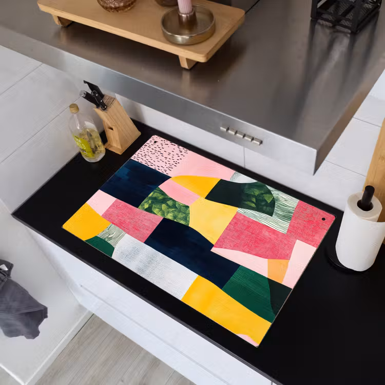 Abstract - Roze - Lappen - Vormen - Geel Inductie beschemer met haakjes klein -sfeer1
