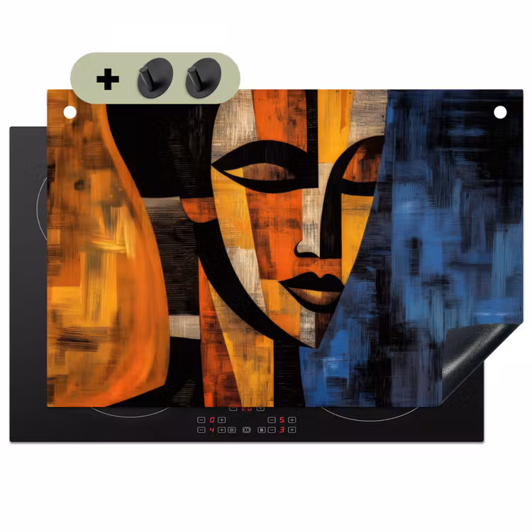 Abstract - Portret - Kleurvakken Inductie beschemer met haakjes klein -3d
