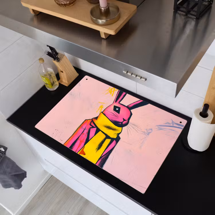 Abstract - Konijn - Sjaal - Geel Inductie beschemer met haakjes klein -sfeer1