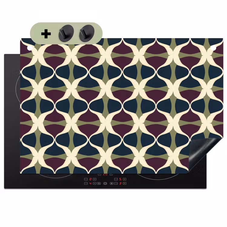 Abstract - Retro - Kleurrijk Inductie beschemer met haakjes klein 777 -3d