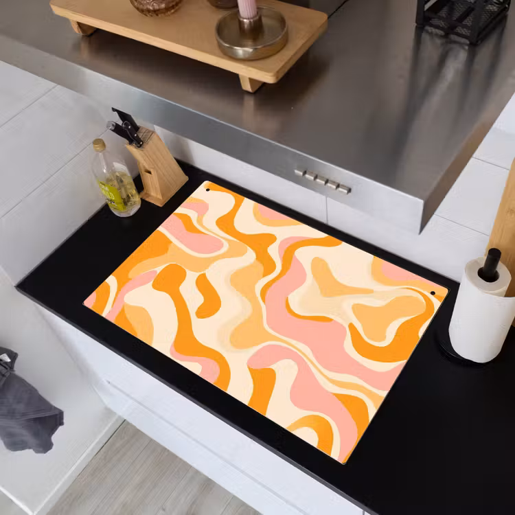 Abstract - Golvend - Oranje Inductie beschemer met haakjes klein -sfeer1