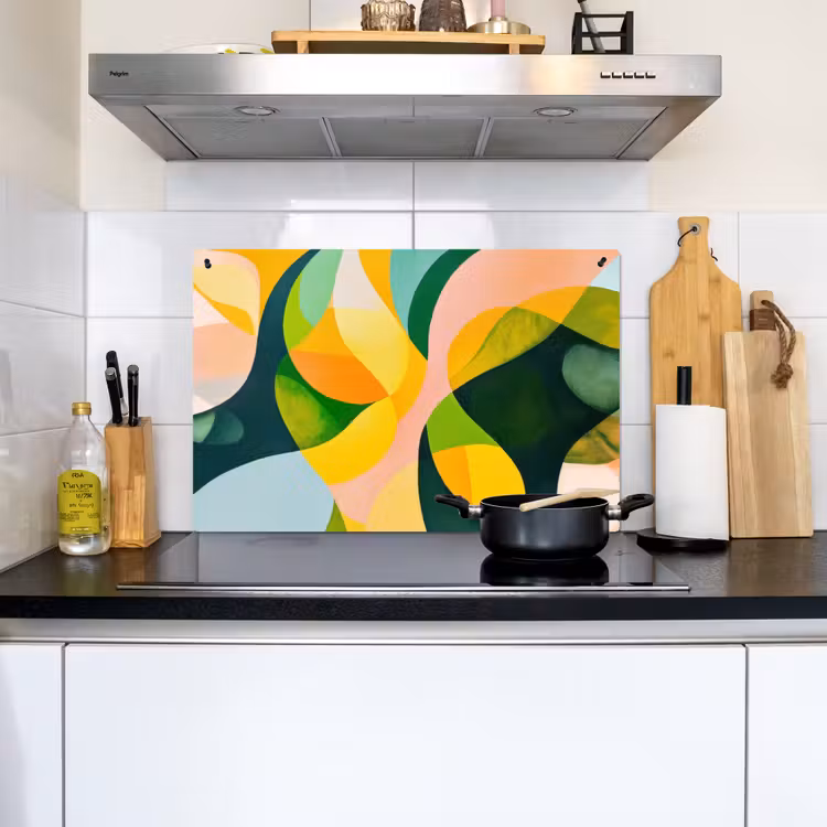 Abstract - Geel - Roze - Groen Inductie beschemer met haakjes klein -sfeer2