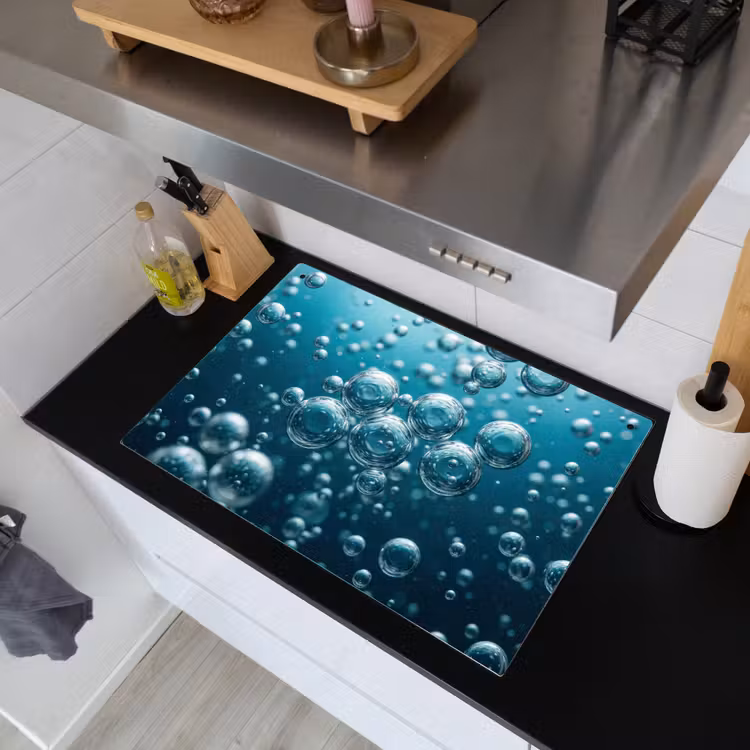 Luchtbellen - Dynamisch - Blauw Inductie beschemer met haakjes klein -sfeer1