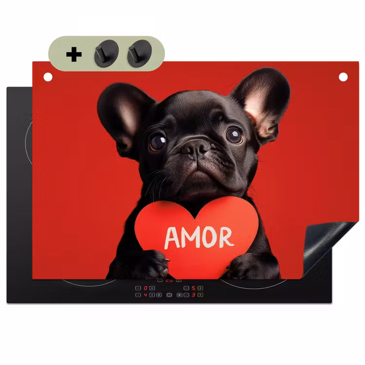 Amor - Hond - Hartje - Rood Inductie beschemer met haakjes klein -3d