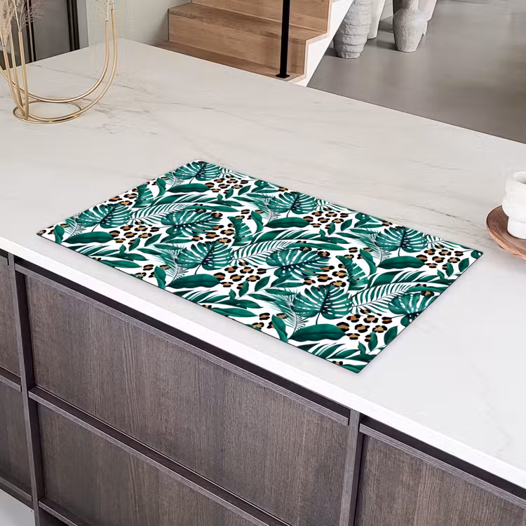 Dierenprint - Panter - Bladeren - Tropisch - Jungle Inductie beschermer vinyl 3mm groot -sfeer8