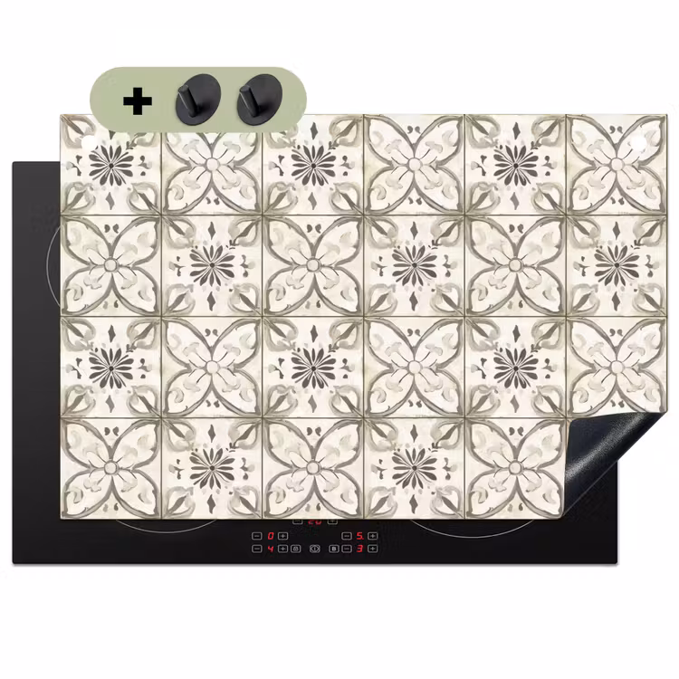 Antiek - Tegel - Beige Inductie beschemer met haakjes klein 777 -3d