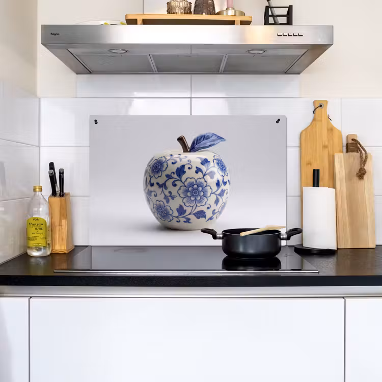 Appel - Blauw - Klassiek Inductie beschemer met haakjes klein -sfeer2