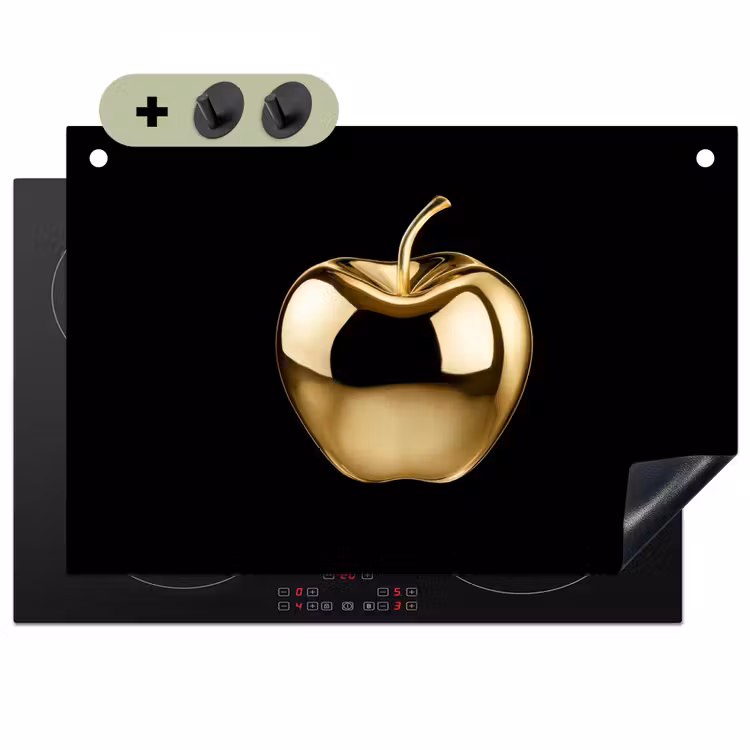 Appel - Goud - Chrome - Zwart Inductie beschemer met haakjes klein -3d