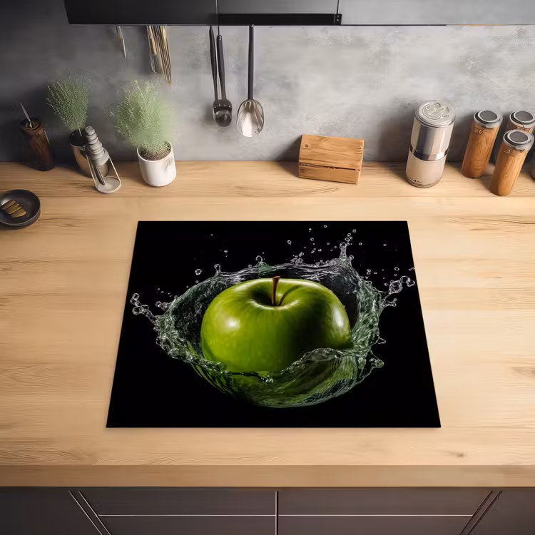 Appel - Groen - Fruit - Water - Zwart Inductie beschermer vinyl 3mm middel -sfeer5