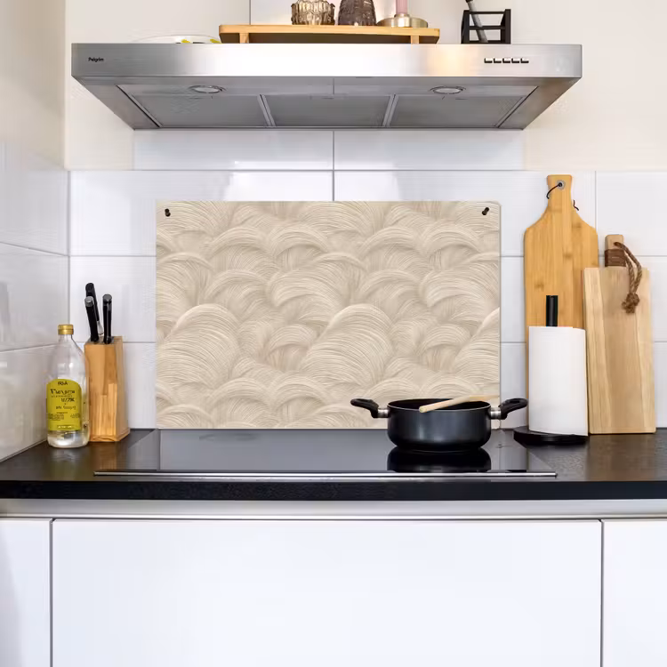 Bogen - Patroon - Beige Inductie beschemer met haakjes klein 777 -sfeer2