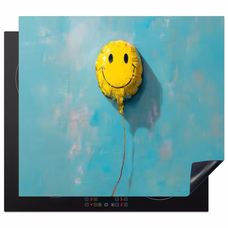 Ballon - Geel - Smiley Inductie beschermer vinyl 3mm middel -3d