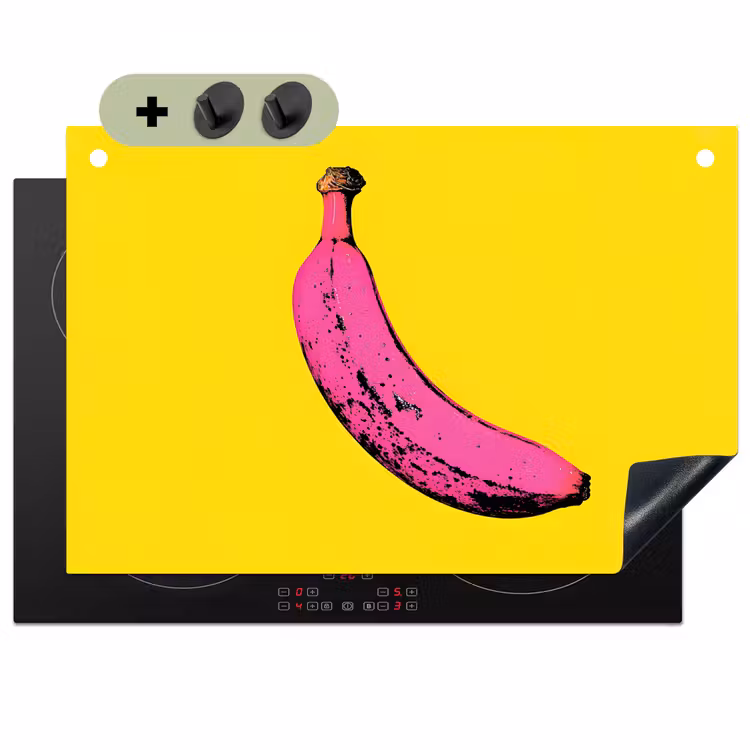 Banaan - Grafisch - Geel Inductie beschemer met haakjes klein -3d