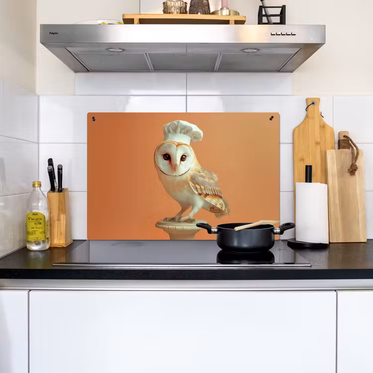 Kerkuil - Koksmuts - Oranje - Vogel Inductie beschemer met haakjes klein -sfeer2